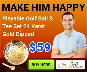 24K Gold Golf Ball and Tea Set